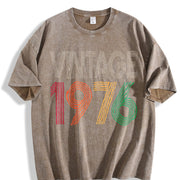 50th Birthday 1976 Vintage Washed T-Shirt in Brown