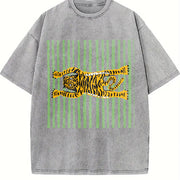 Tiger Beach Towel: Tropical Poolside Blanket Vintage Washed T-Shirt in Gray