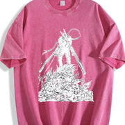 Chainsaw Man Denji & Pochita vintage washed oversized T-shirt in Red