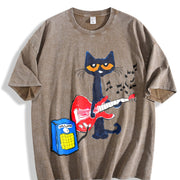 Pete The Cat Playing Guitar Party's vintage washed oversized T-shirt in Brown
