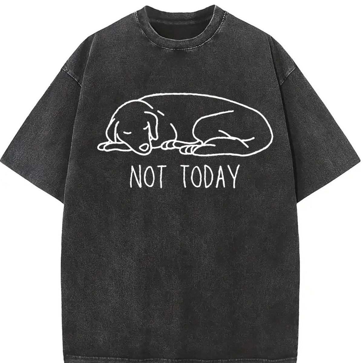 Not Today Dog Lover Vintage Washed T-Shirt in Black