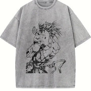Jojo's Bizarre Adventure Anime Manga Vintage Washed T-Shirt in Gray