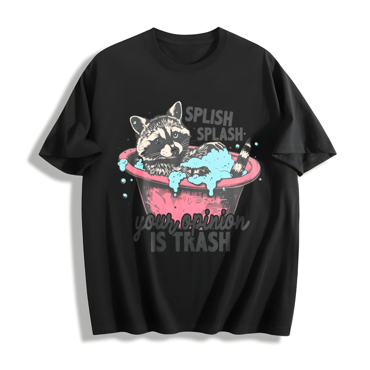 Meme Raccoon Raccoons Cotton T-Shirt in Black