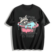 Meme Raccoon Raccoons Cotton T-Shirt in Black
