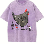 Chicken & Eggplant Short-sleeve Vintage Washed T-Shirt in Purple