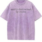 Easily Distracted by Rocks Vintage Washed T-Shirt in Purple