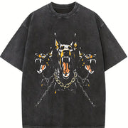 Black with Doberman Vintage Washed T-Shirt in Black