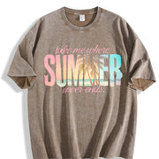 Take Me Where Never Ends Beach Coastal for Her vintage washed oversized T-shirt in Brown