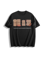 Custom Princess Girly Girls Trip Love Cotton T-Shirt in Black