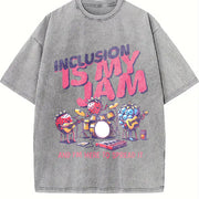 Inclusion Is My Jam Vintage Washed T-Shirt in Gray