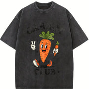 Carrot Club Kids Veggie for Boys Girls Youth Vintage Washed T-Shirt in Black