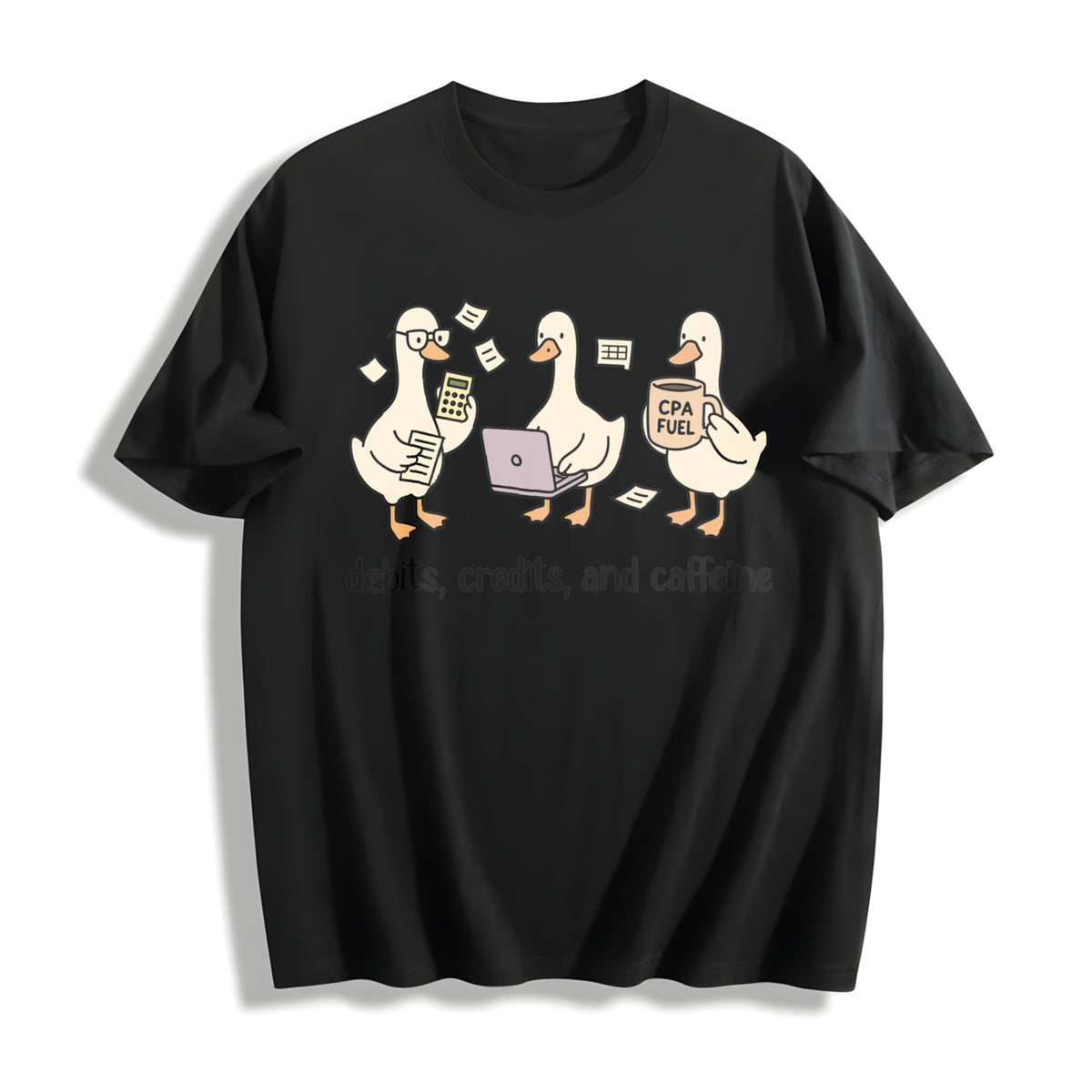Accountant Goose CPA Bookkeeper Cotton T-Shirt in Black