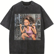 Weightlifting Glam Doll Vintage Washed T-Shirt in Black