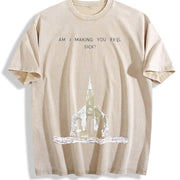 Am I Making You Feel Sick Church Vintage Washed T-Shirt in Beige