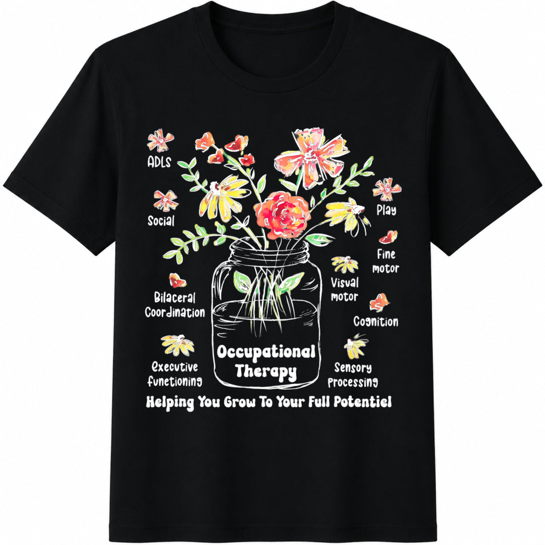 Grow to Your Full Potential Cotton T-Shirt in Black
