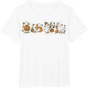 Youth Fall Goose Autumn Cozy Silly Goose Fall Vibes Autumn Cotton T-Shirt in White
