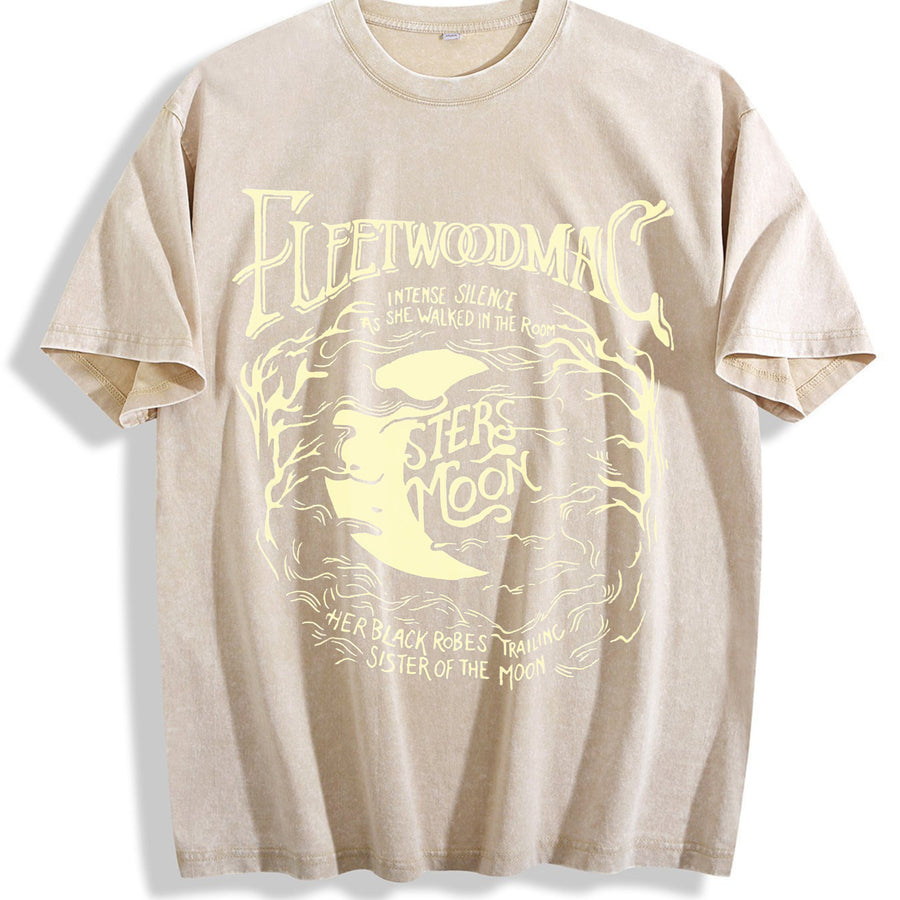 Moon vintage washed oversized T-shirt in Beige