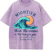 Mightier Than the Waves Is His Love for You Psalm 93:4 Vintage Washed T-Shirt in Purple