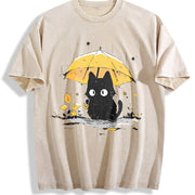 Autumn a Art This Round-neck Short-sleeve Is Vintage Washed T-Shirt in Beige