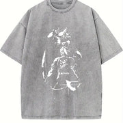 Tengen Uzui Sound Breathing Vibe for Guys vintage washed oversized T-shirt in Gray