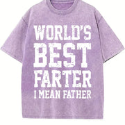 World Best Farter I Mean Father for Dad Vintage Washed T-Shirt in Purple