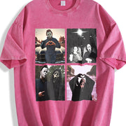 Michael Myers and Ghostface Vintage Washed T-Shirt in Red
