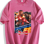 Mike VS Evander Ad Retro Custom vintage washed oversized T-shirt in Red