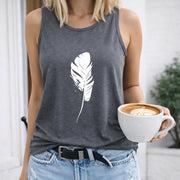 Feather Women's Color Cotton Tank Top in Gray