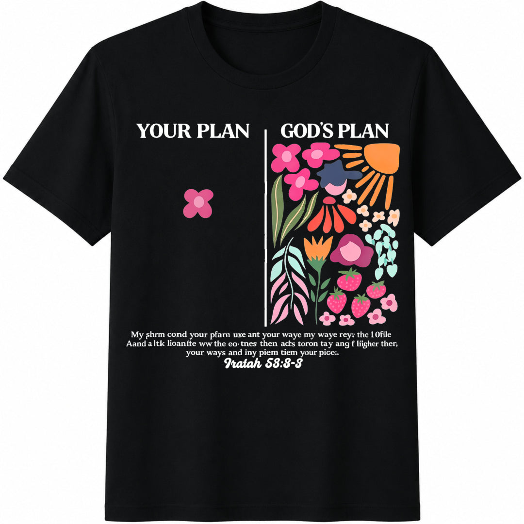 Thermal Transfer God's Plan Spring Autumn Cotton T-Shirt in Black