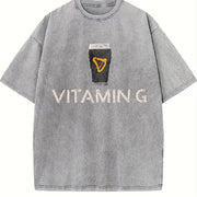 Vitamin G Guinness Beer Embroidered Beer St. Patrick’s Day vintage washed oversized T-shirt in Gray