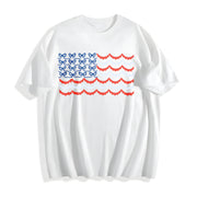 USA Bow Coquette Embroidered Cotton T-Shirt in White