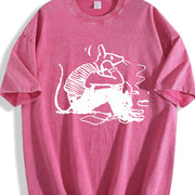 1pc Mouse Thinking Vintage Washed T-Shirt in Red
