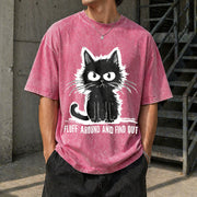 Cat Fluff Around and Find Out Vintage Washed T-Shirt in Red