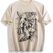 Occult Hands Eye Vest Vintage Washed T-Shirt in Beige