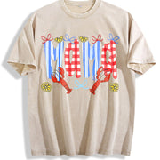 Mama Crawfish Season Vintage Washed T-Shirt in Beige