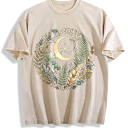 Short-sleeve Stretch Vintage Washed T-Shirt in Beige