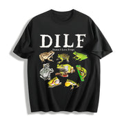 Dilf Damn I Love Frogs Frog 90s Cotton T-Shirt in Black