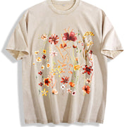 Fresh Off the Market Vegetable Bouquet Vintage Washed T-Shirt in Beige