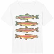 Rainbow Trout Fishing Cotton T-Shirt in White