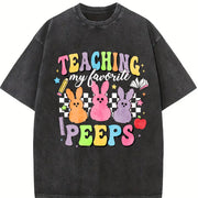 Teaching My Favorite Peeps Vintage Washed T-Shirt in Black