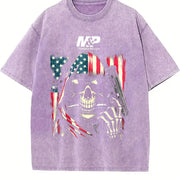 M&P by Smith & Wesson Skull American Flag Vintage Washed T-Shirt in Purple