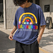 For Early Childhood Teachers Vintage Washed T-Shirt in Blue