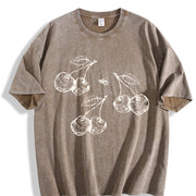 Cherries 90s Retro ® Y2k Cherry Vintage Washed T-Shirt in Brown