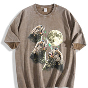 Otter Howling to Moon 90s Vintage Washed T-Shirt in Brown