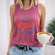 Land of the Free Because of the Brave Women's Color Cotton Tank Top in Red