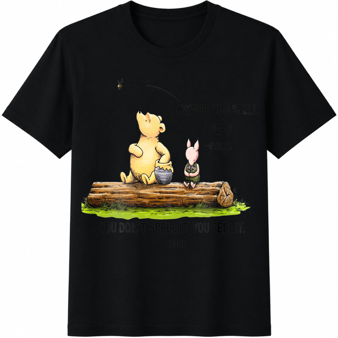 Classic Bear Quote Inspirational Love Quote Friendship Cotton T-Shirt in Black