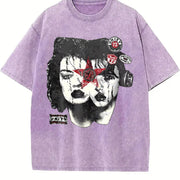Double Face Gothic Tank Vintage Washed T-Shirt in Purple