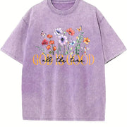 GOD IS GOOD Floral 1pc Vintage Washed T-Shirt in Purple