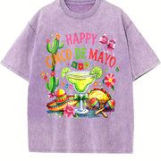 Happy Cinco de Mayo Vintage Washed T-Shirt in Purple