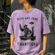 Hide and Seek Champions Vintage Washed T-Shirt in Purple